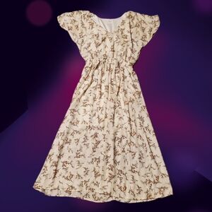 Sienna Sky Cream and Brown Floral Kids Dress